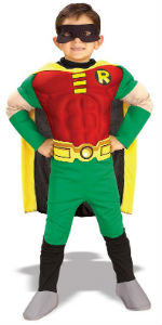 Kid Child Robin Costume Teen Titans Deluxe Muscle Chest