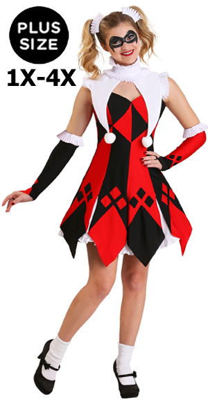 1X-4X Harley Quinn Dress Halloween